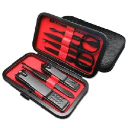 Premium Manicure/Pedicure Set - "8 pc Stainless Steel Professional Grooming Kit with Travel Case"
