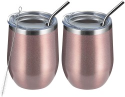 Insulated Travel Mugs - "Set of 2 Stainless Steel Double Insulated 12oz Mugs for Hot or Cold Beverages" (Color may vary)